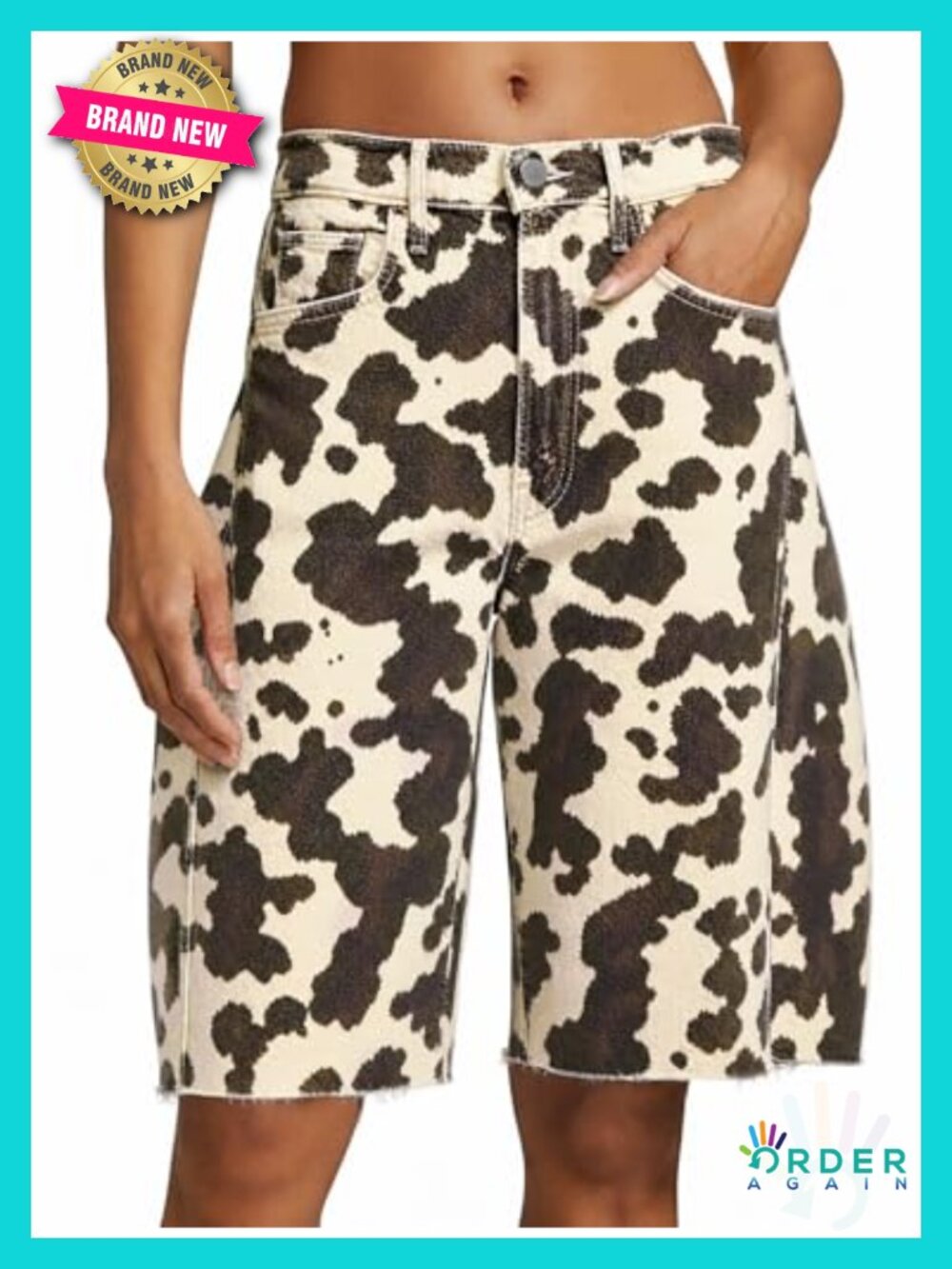 High Waisted Wide Leg Bermuda Denim Shorts with Pockets Y2K Baggy Jorts